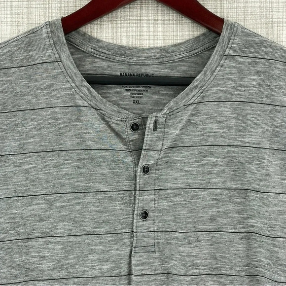 Banana Republic Gray Henley Short Sleeve Shirt Men's XXL 8251/7 b - Picture 2 of 7